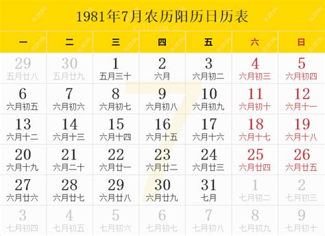 1981年農曆